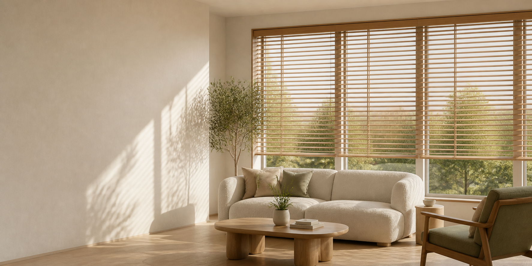 Natural wood blinds